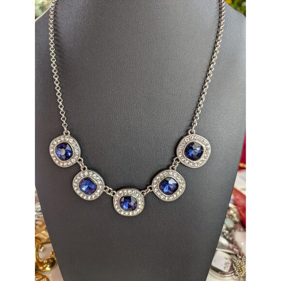 Monet Sapphire necklace Silver choker September Stone - Picture 1 of 15